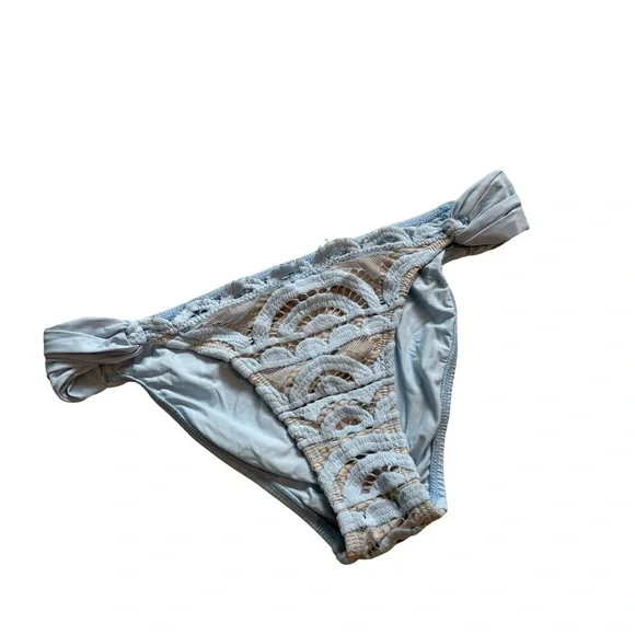 Pilyq Pebble Blue Lace Fanned Full Bikini Bottom - Picture 7 of 11